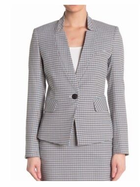 Veronica Beard Farley Blue brown Houndstooth Dickey Jacket. Size 4